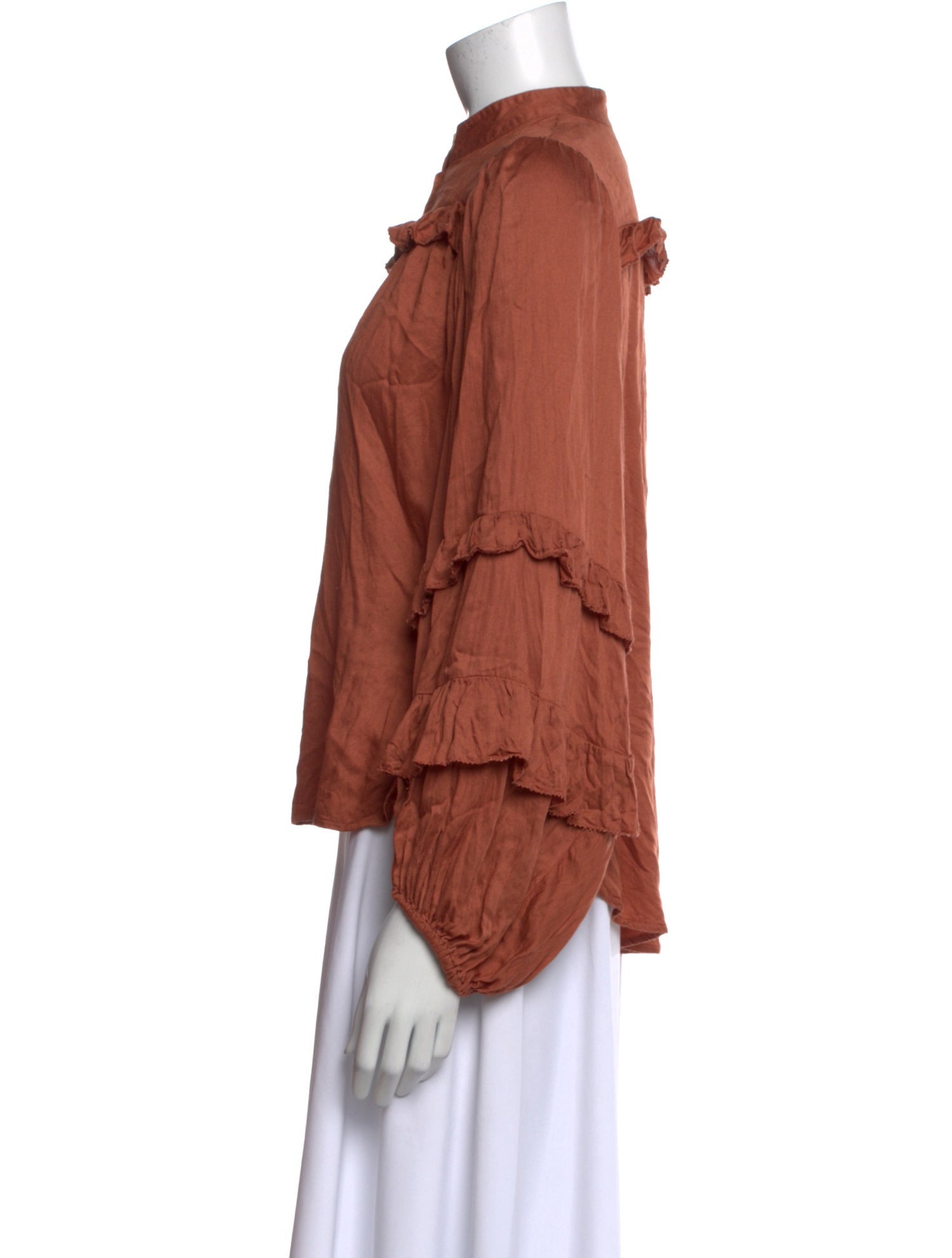 Apiece Apart Mock Neck Long Sleeve Blouse