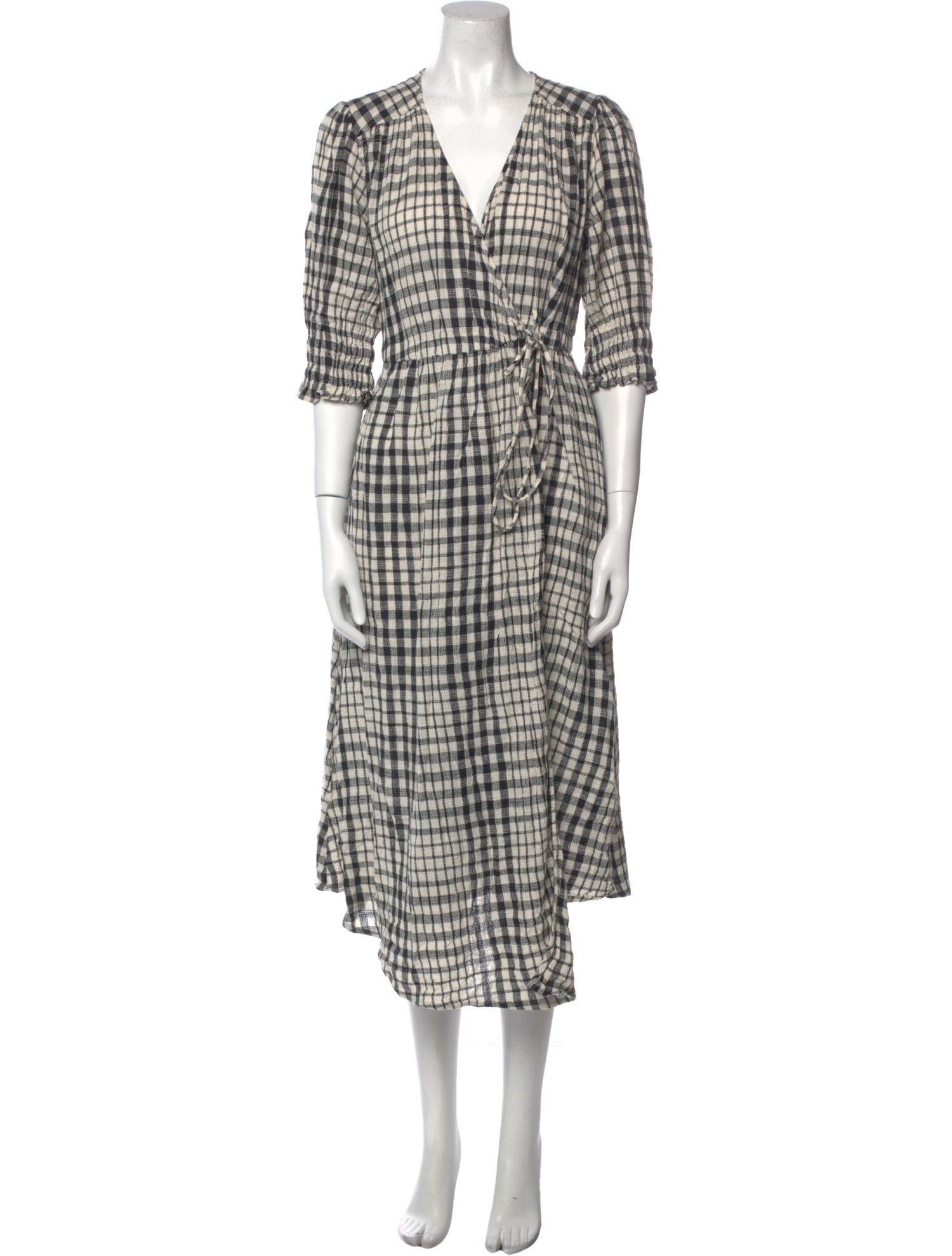 Apiece Apart Plaid Print Midi Length Dress