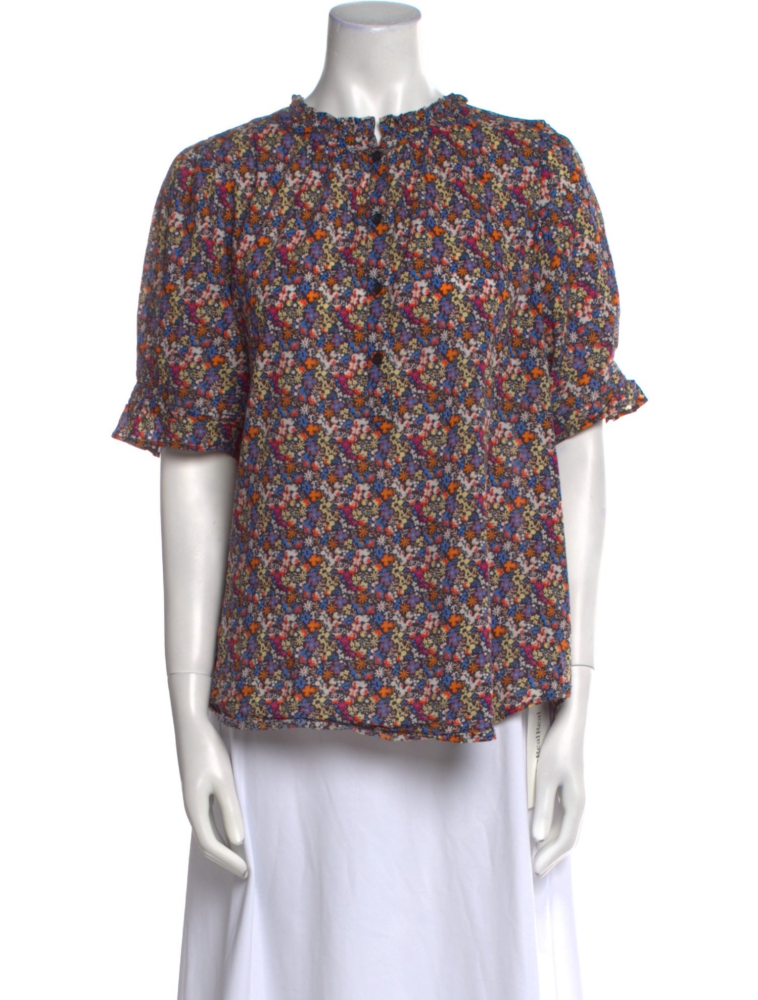 Apiece Apart Floral Print Crew Neck Blouse