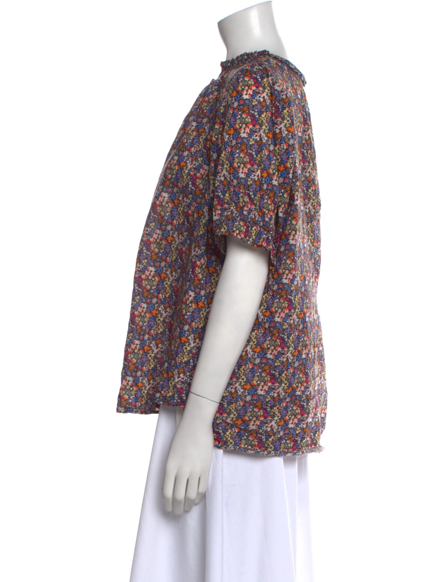 Apiece Apart Floral Print Crew Neck Blouse