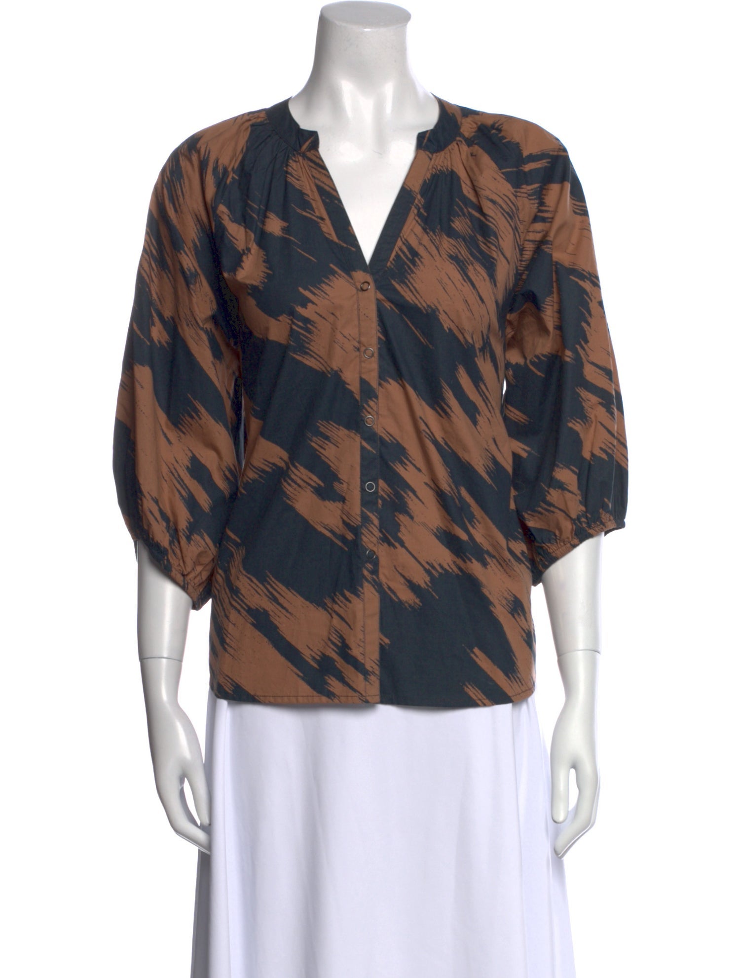 Apiece Apart Printed V-Neck Blouse