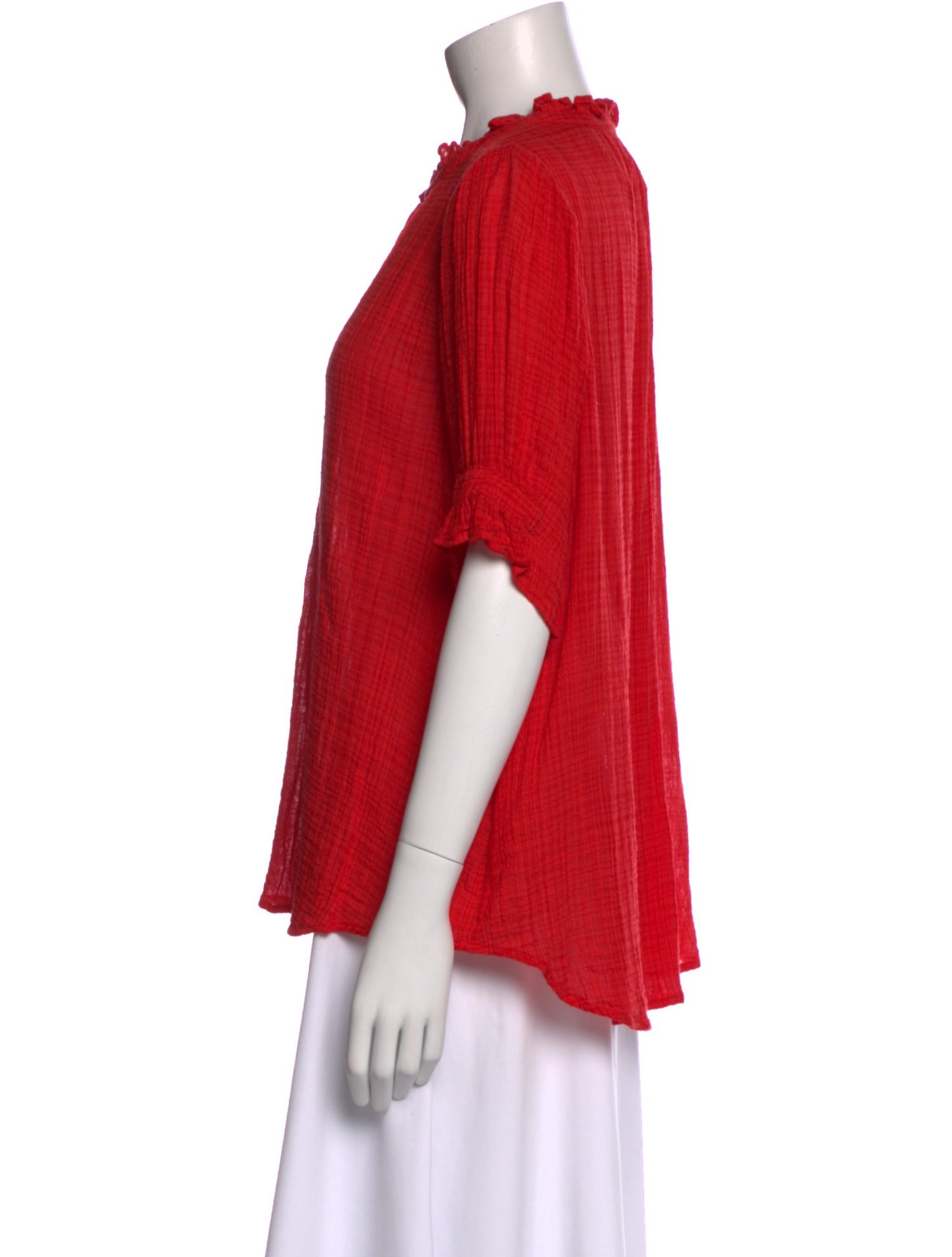 Apiece Apart Mock Neck Short Sleeve Blouse