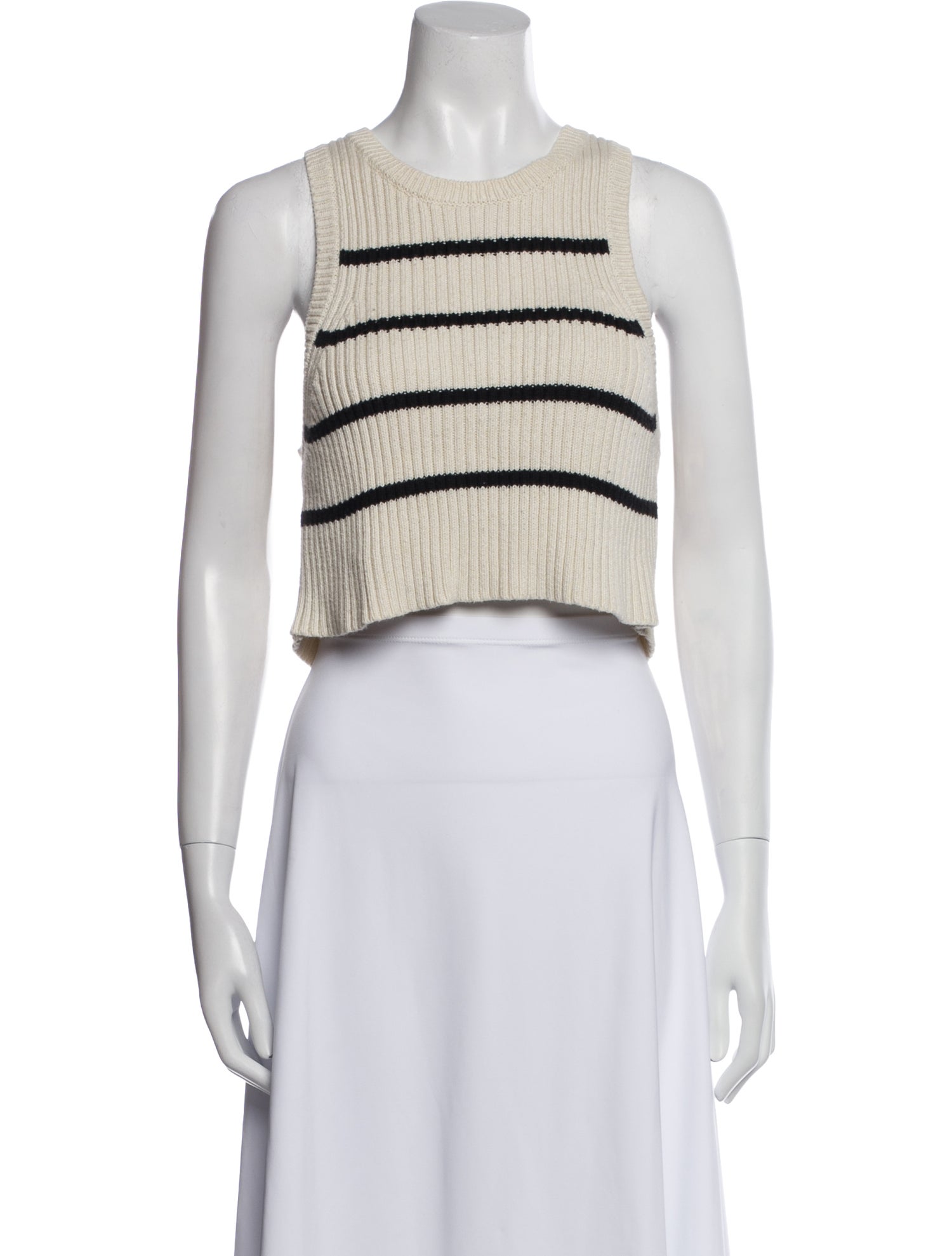 Apiece Apart Striped Crew Neck Crop Top