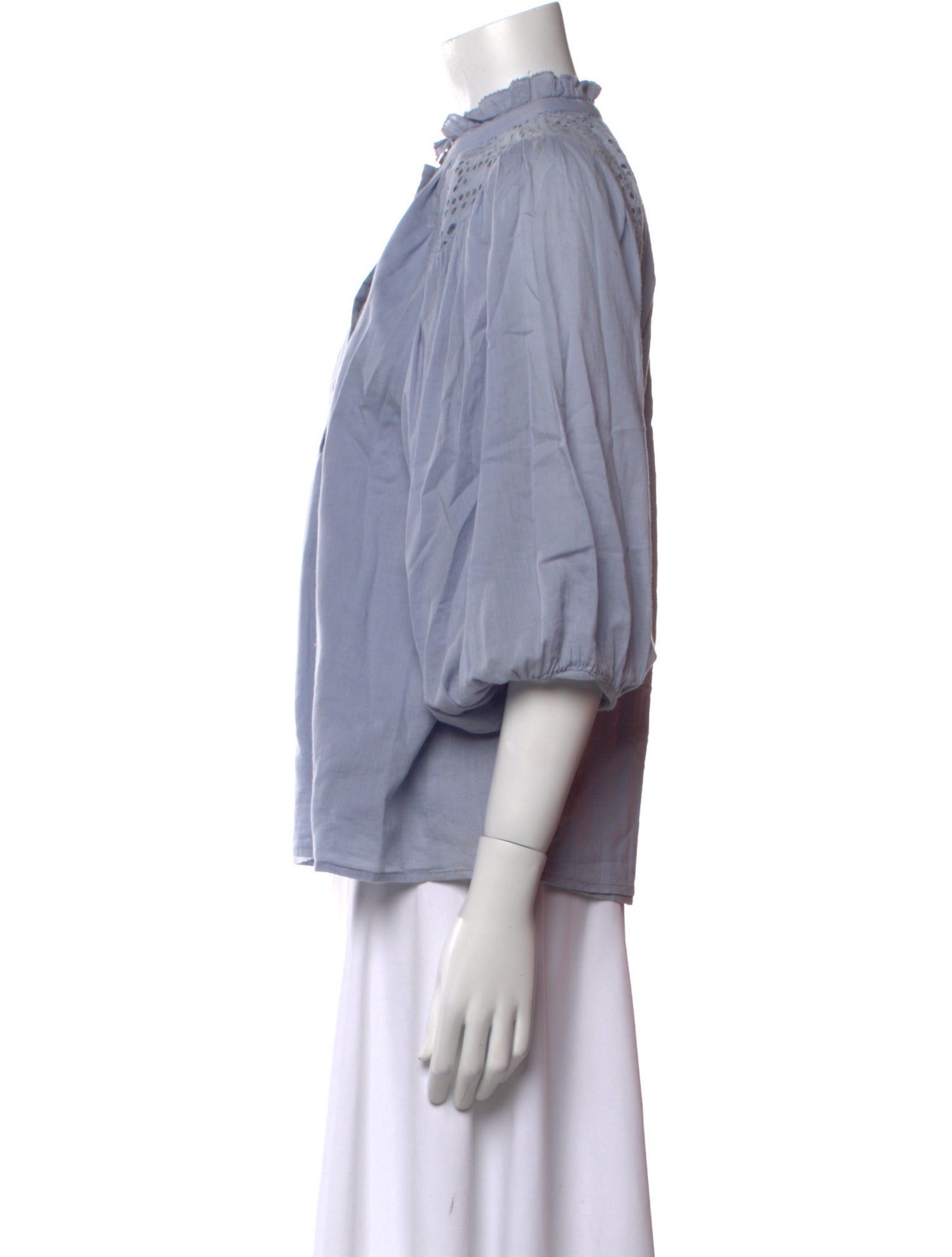 Apiece Apart Mock Neck Three-Quarter Sleeve Blouse