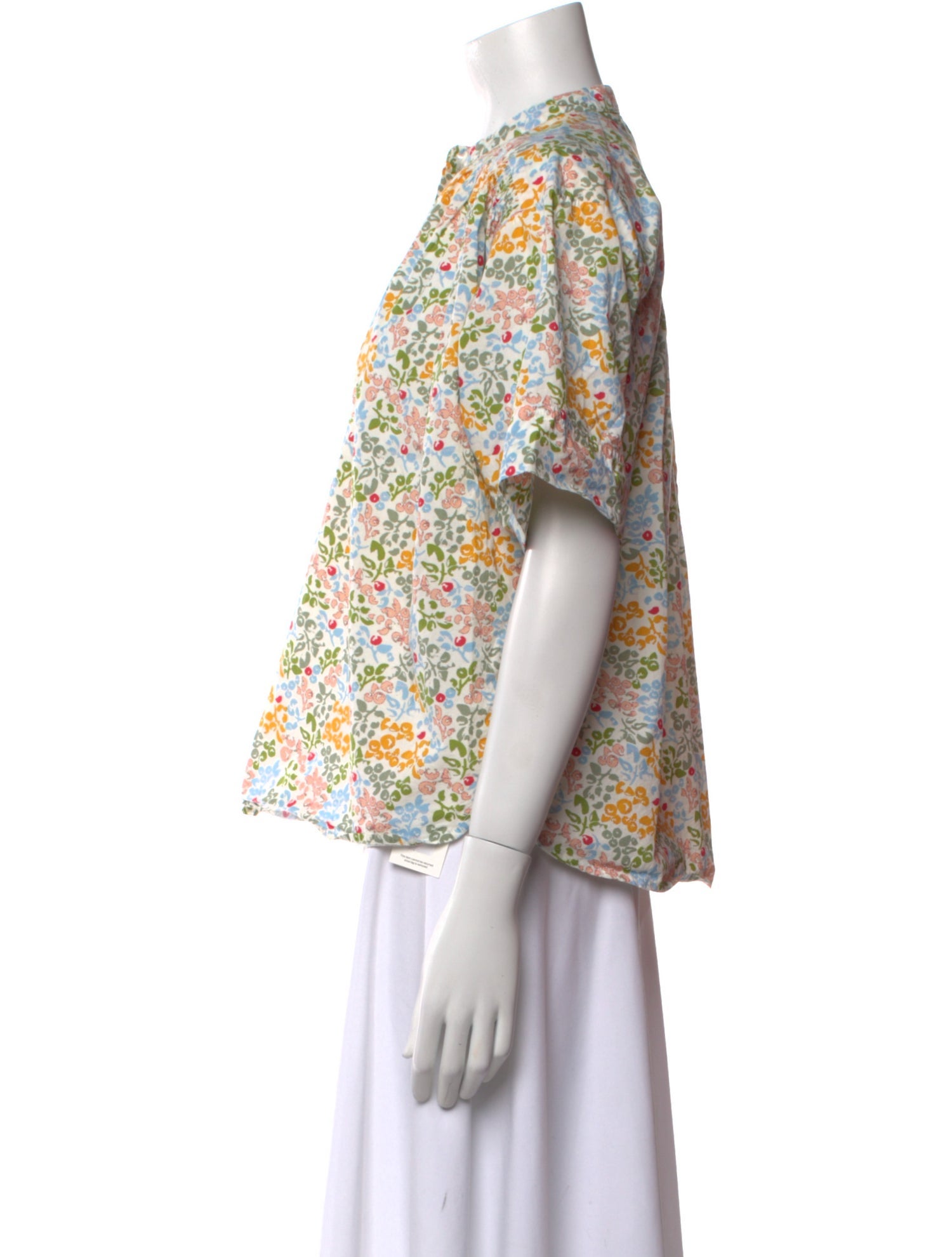 Apiece Apart Floral Print Mock Neck Blouse