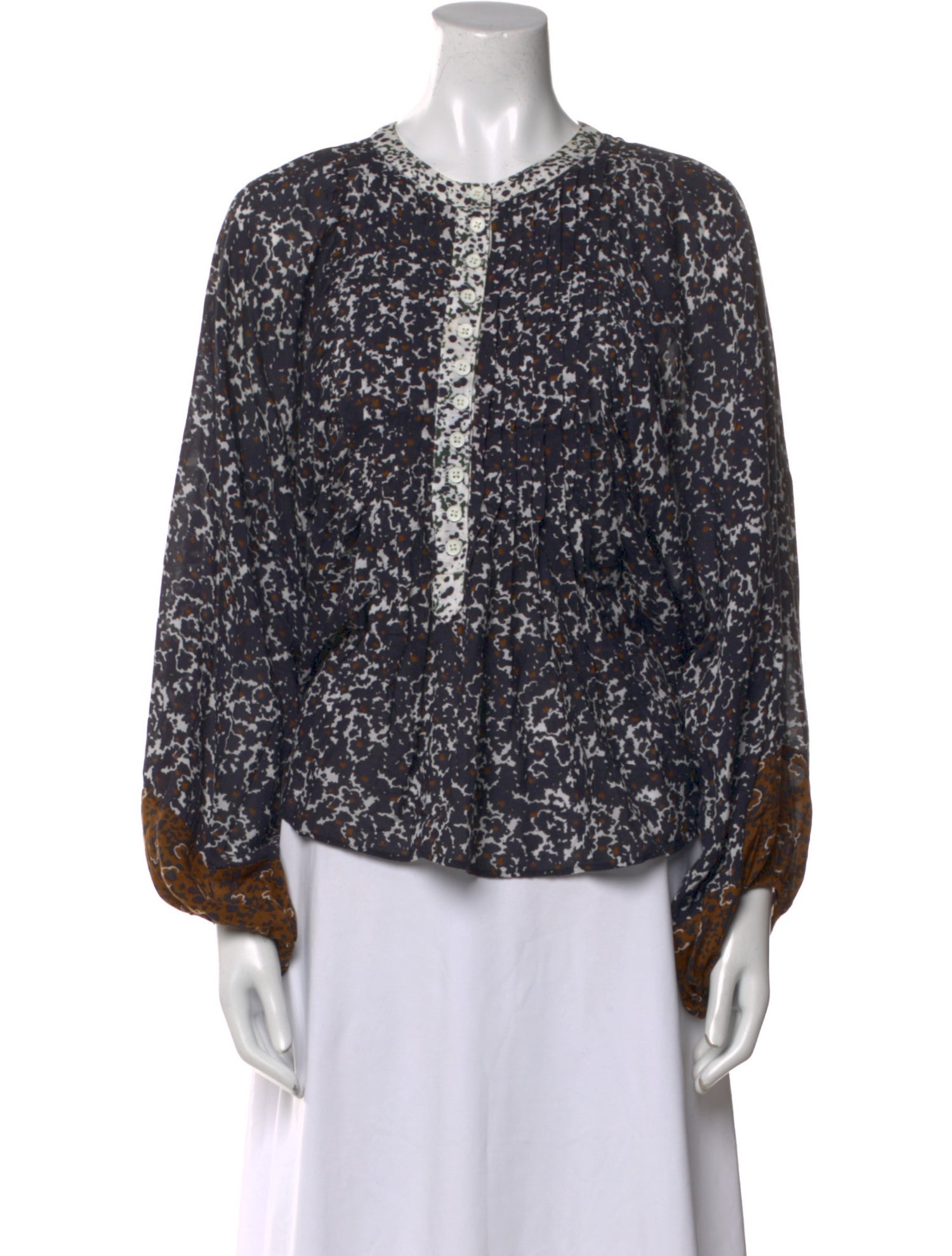 Apiece Apart Floral Print Crew Neck Blouse