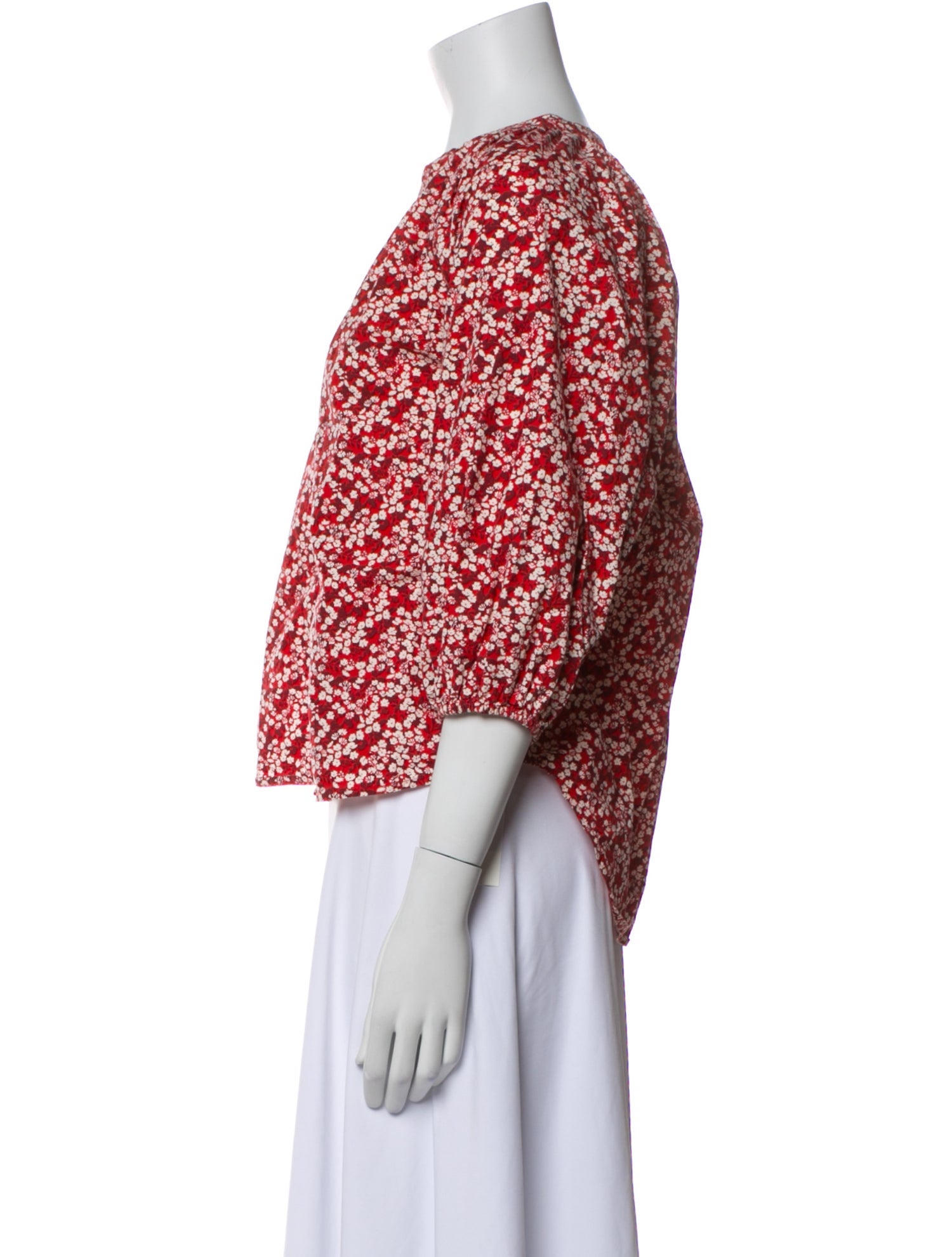 Apiece Apart Floral Print V-Neck Blouse