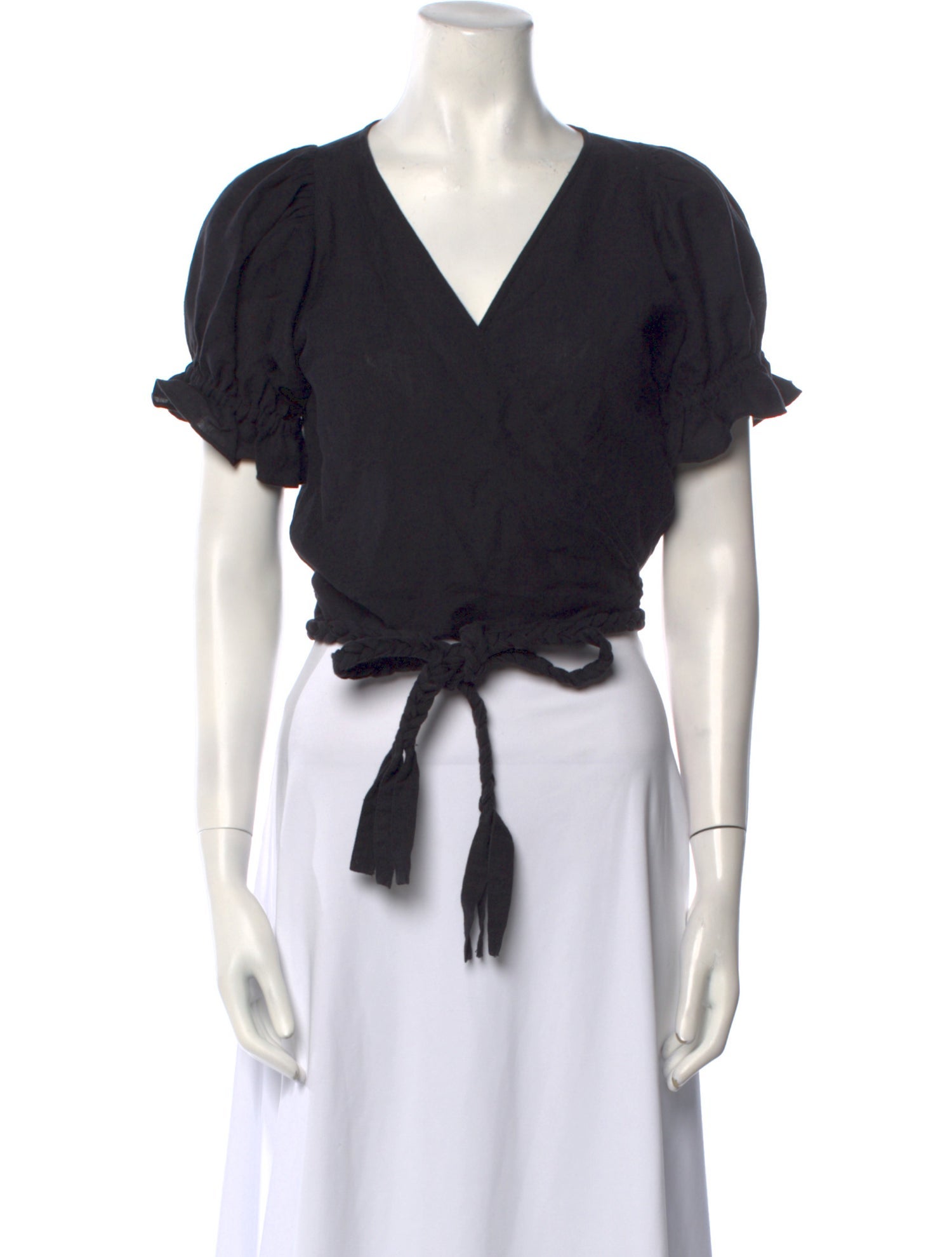 Apiece Apart V-Neck Short Sleeve Crop Top