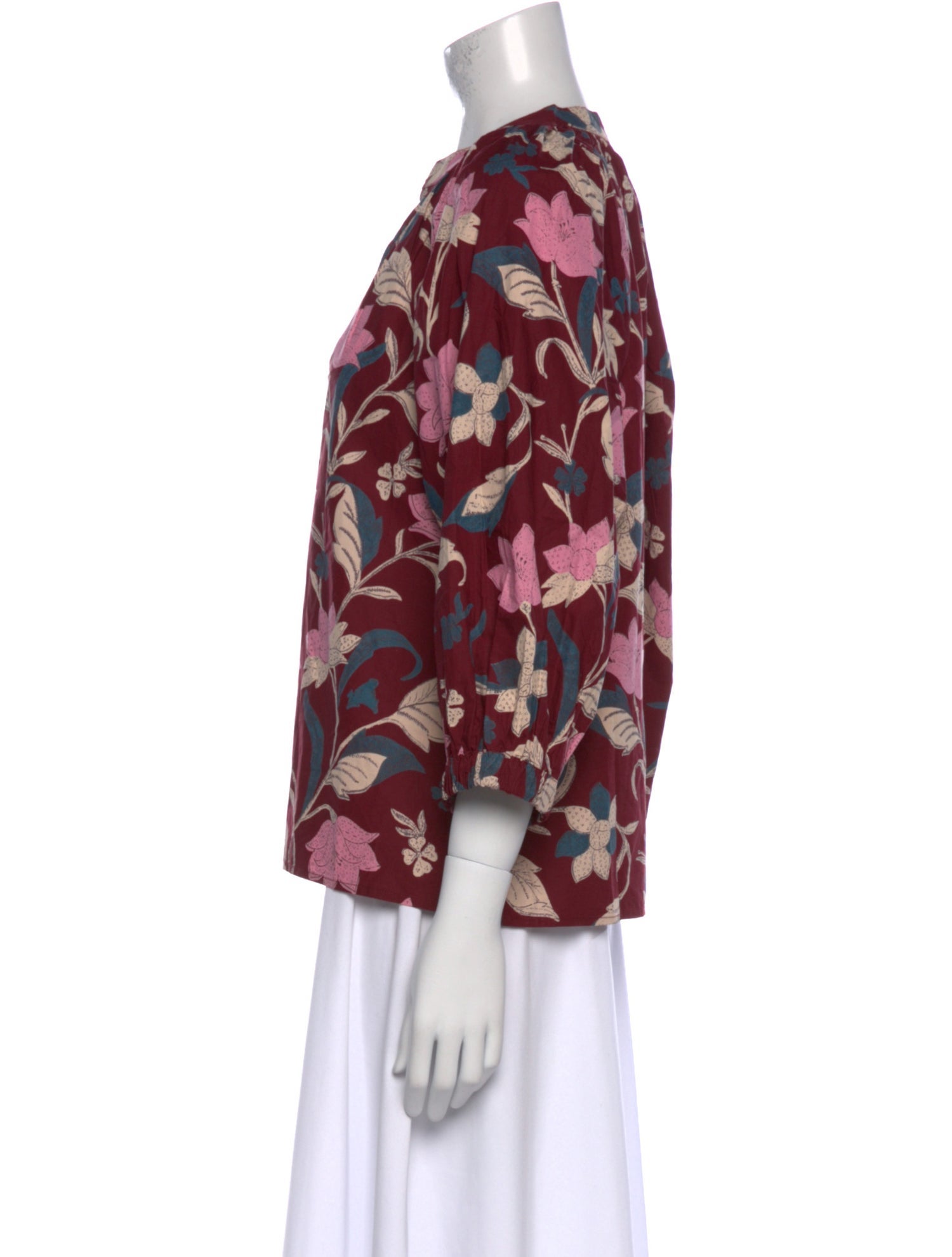 Apiece Apart Floral Print V-Neck Blouse