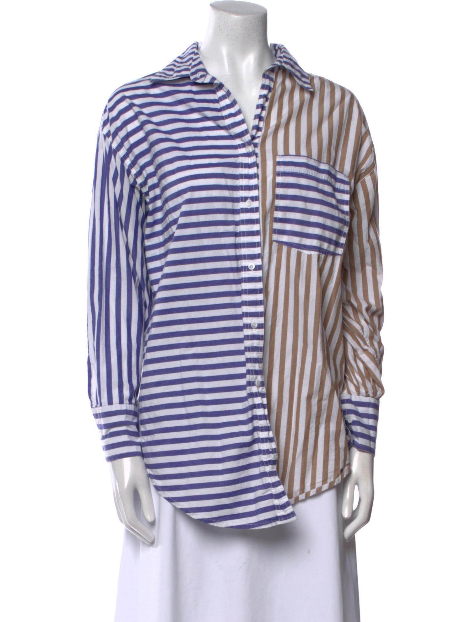 Apiece Apart Striped Long Sleeve Button-Up Top