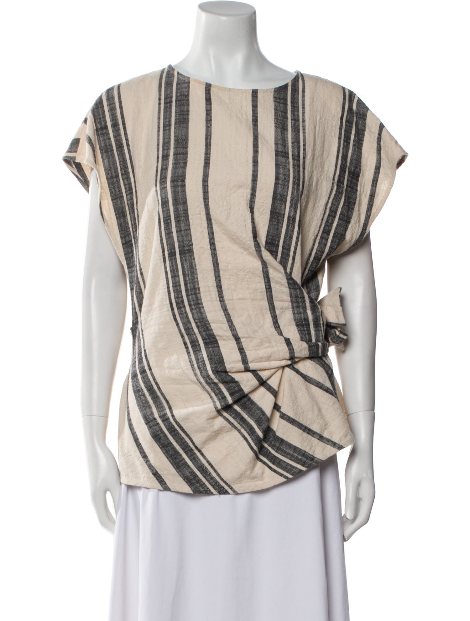 Apiece Apart Striped Bateau Neckline Blouse