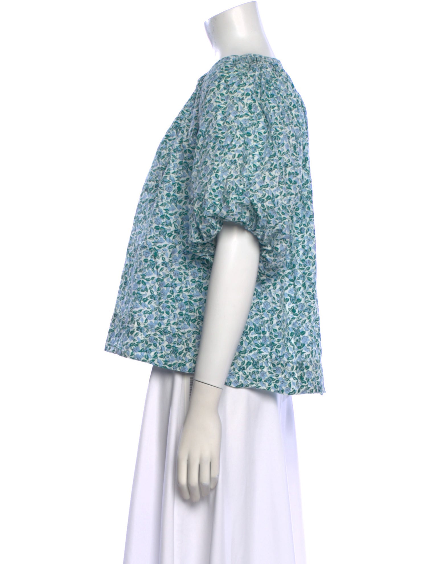 Apiece Apart Floral Print V-Neck Crop Top