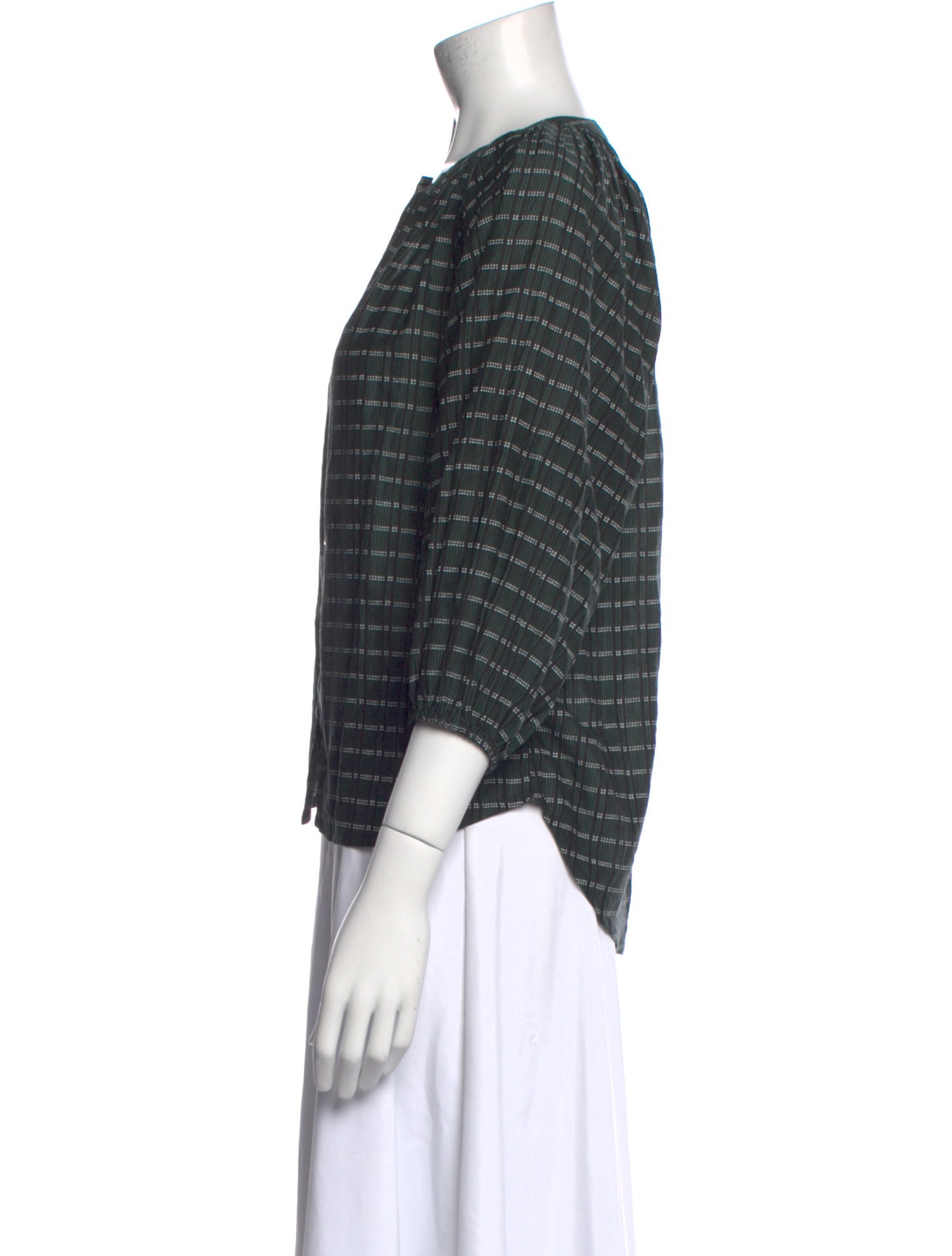 Apiece Apart Plaid Print V-Neck Blouse