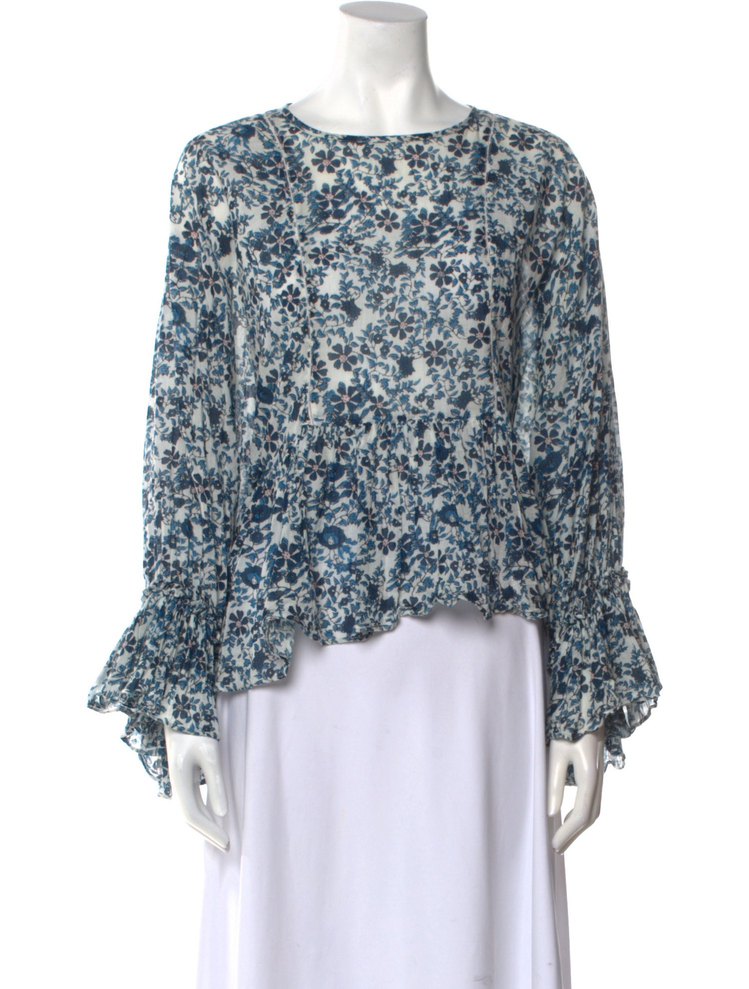 Apiece Apart Floral Print Bateau Neckline Blouse