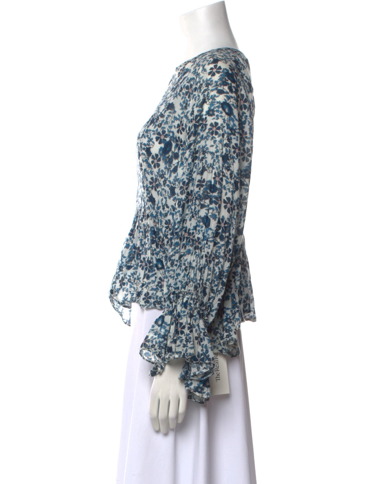 Apiece Apart Floral Print Bateau Neckline Blouse