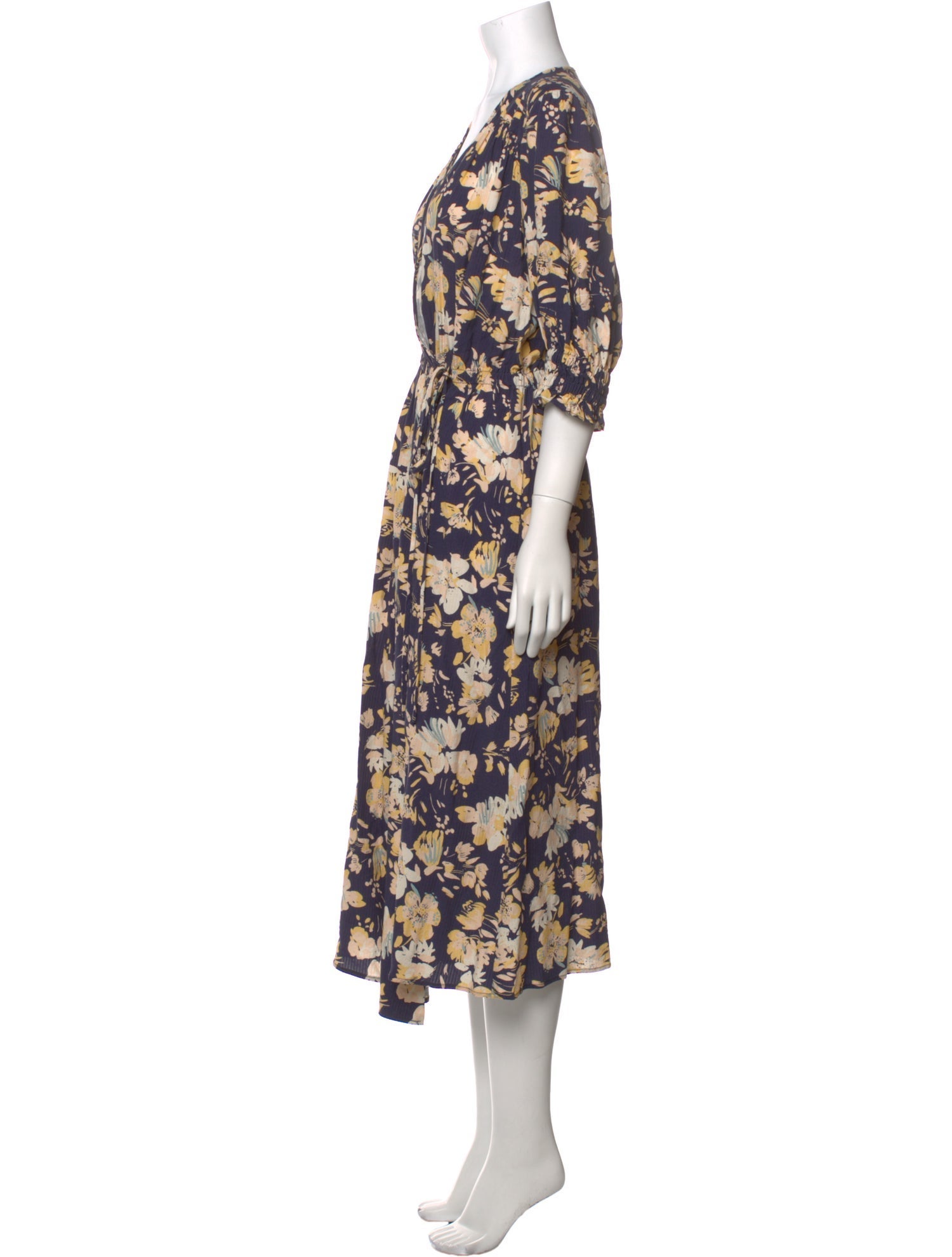 Apiece Apart Floral Print Midi Length Dress