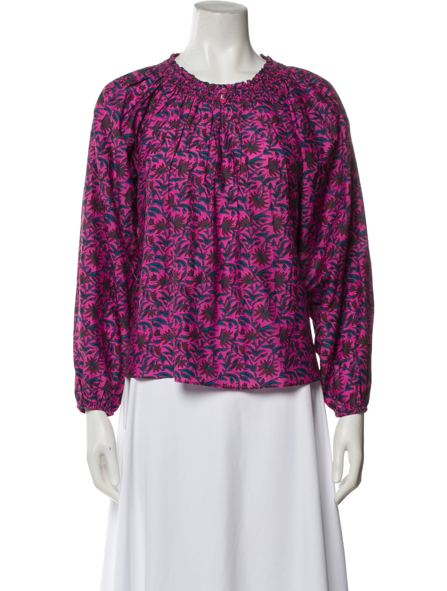 Apiece Apart Floral Print Crew Neck Blouse
