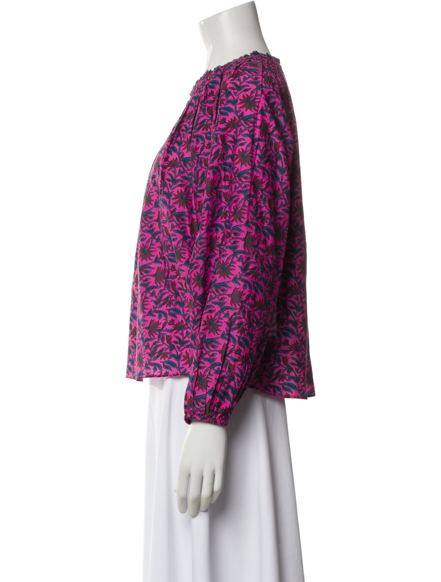 Apiece Apart Floral Print Crew Neck Blouse