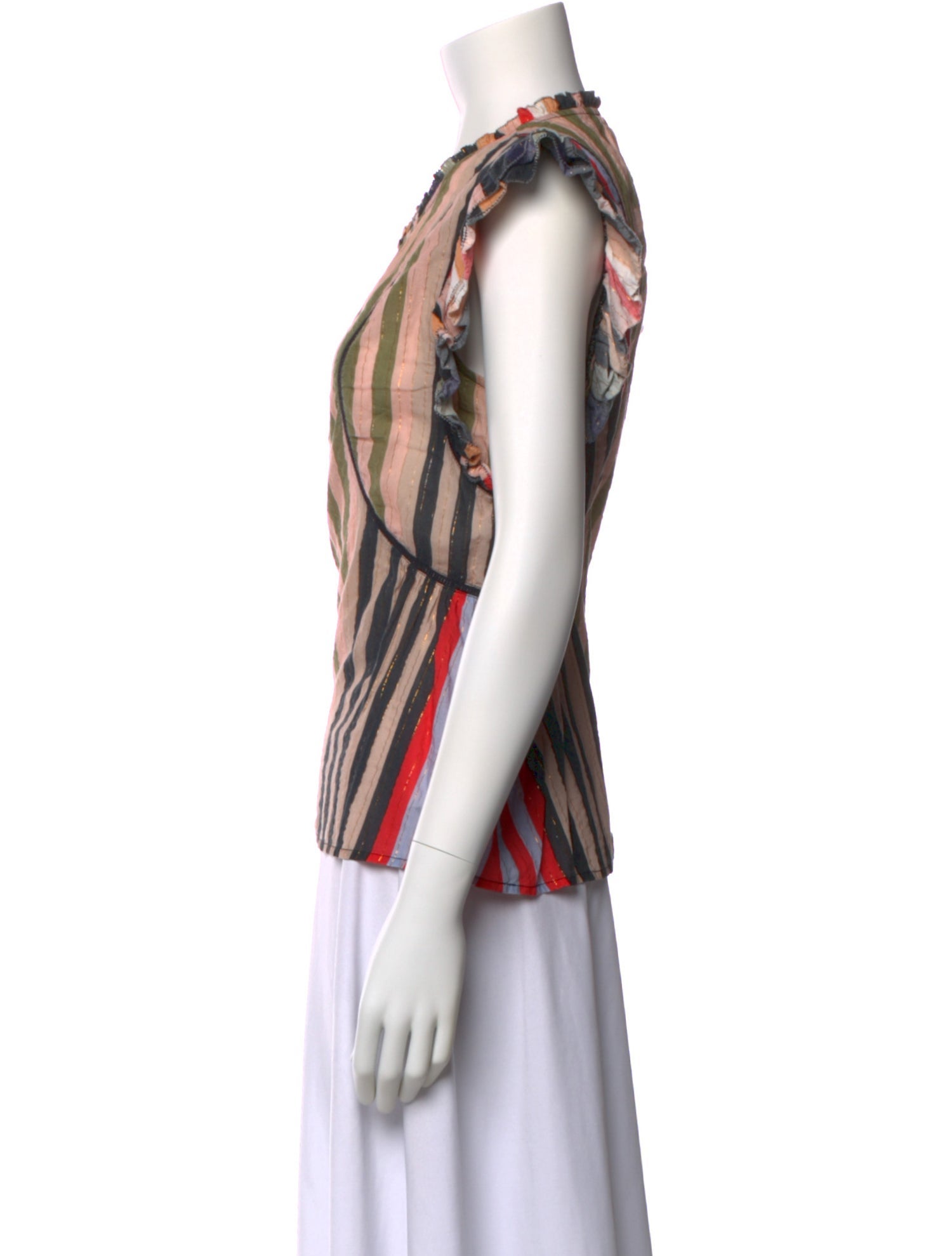 Apiece Apart Striped Crew Neck Blouse