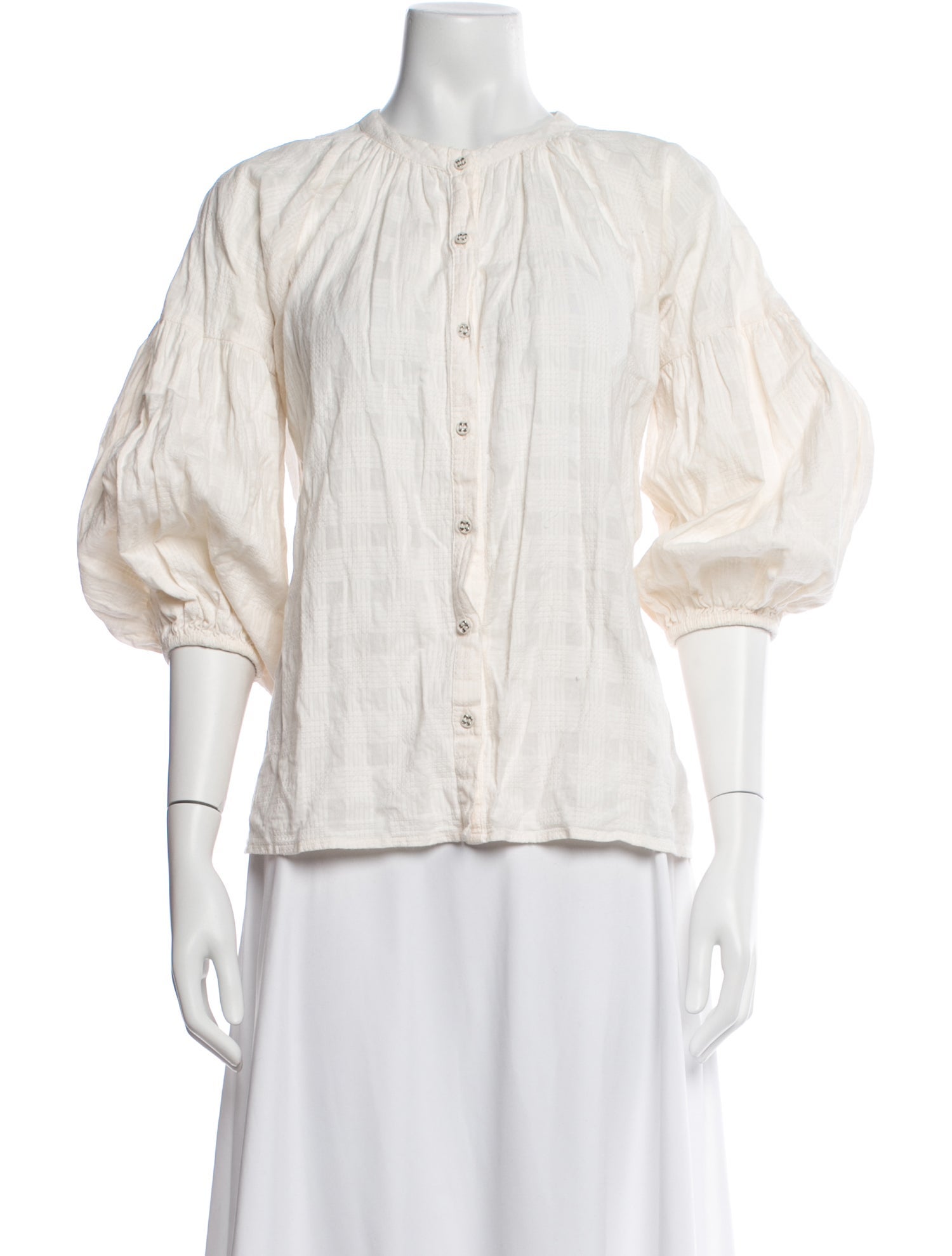 Apiece Apart Crew Neck Three-Quarter Sleeve Blouse