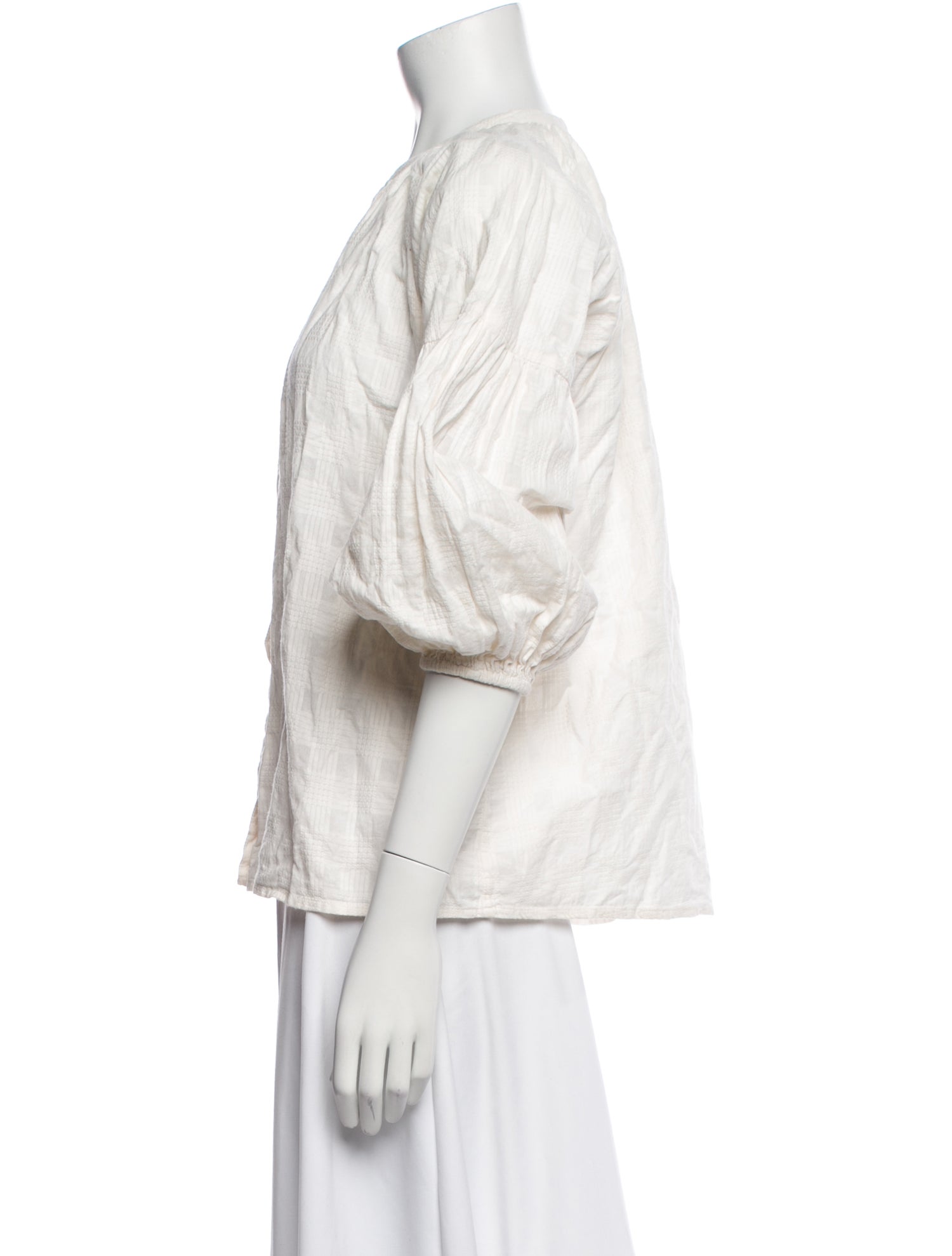 Apiece Apart Crew Neck Three-Quarter Sleeve Blouse