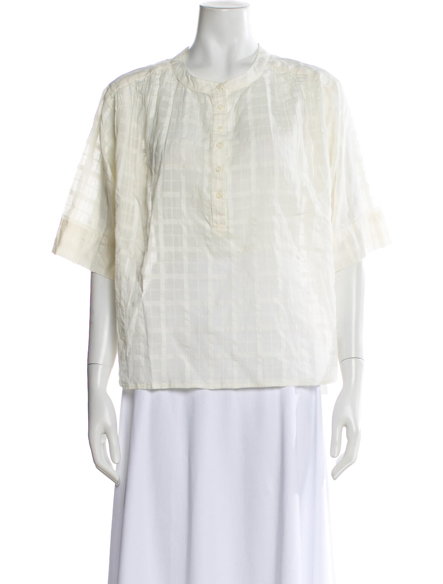 Apiece Apart Plaid Print Short Sleeve Blouse