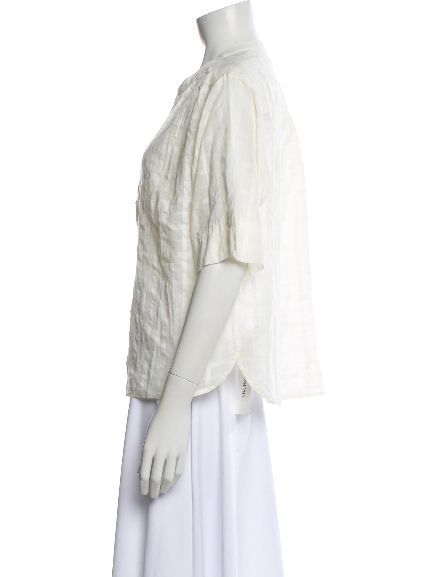 Apiece Apart Plaid Print Short Sleeve Blouse