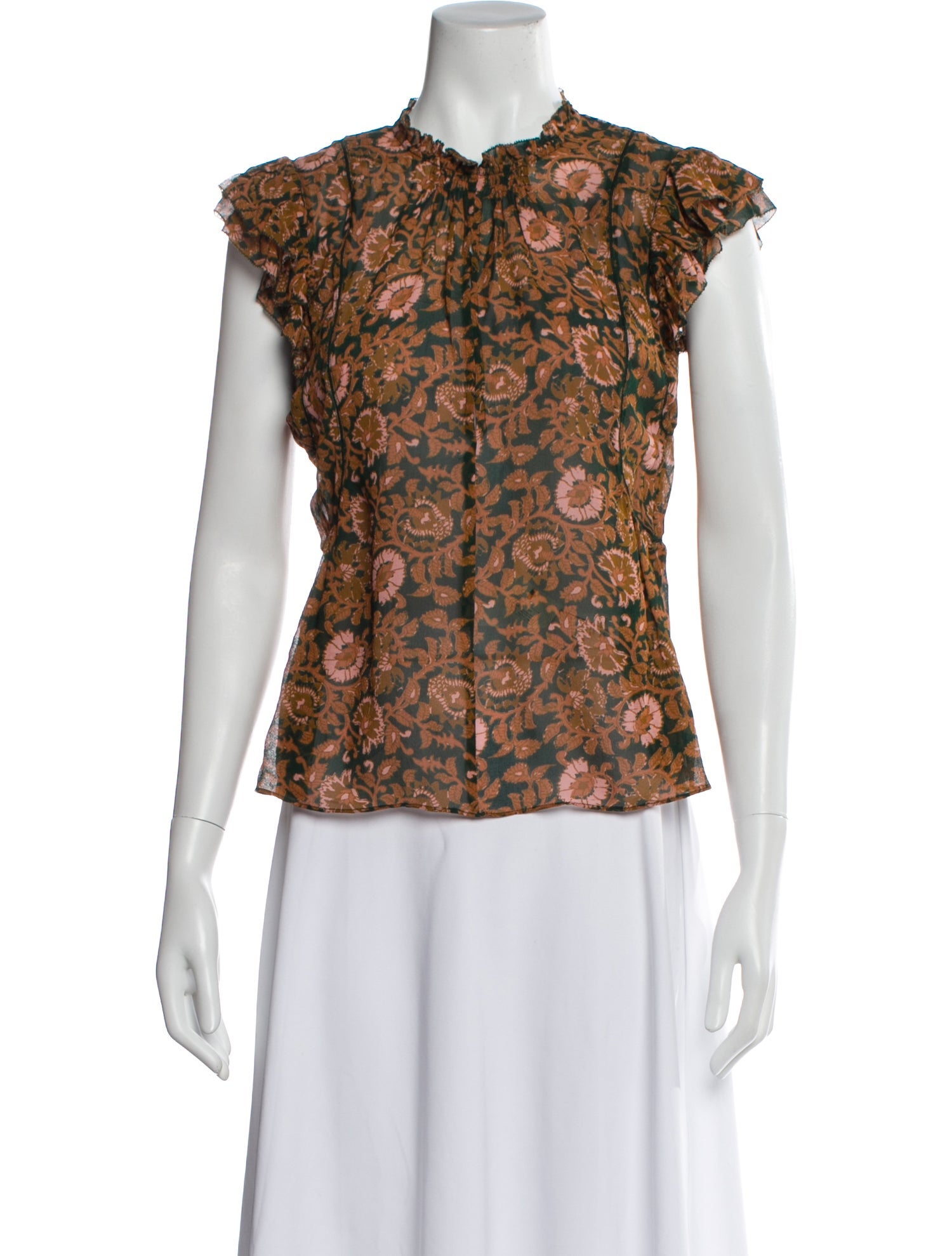 Apiece Apart Silk Floral Print Blouse