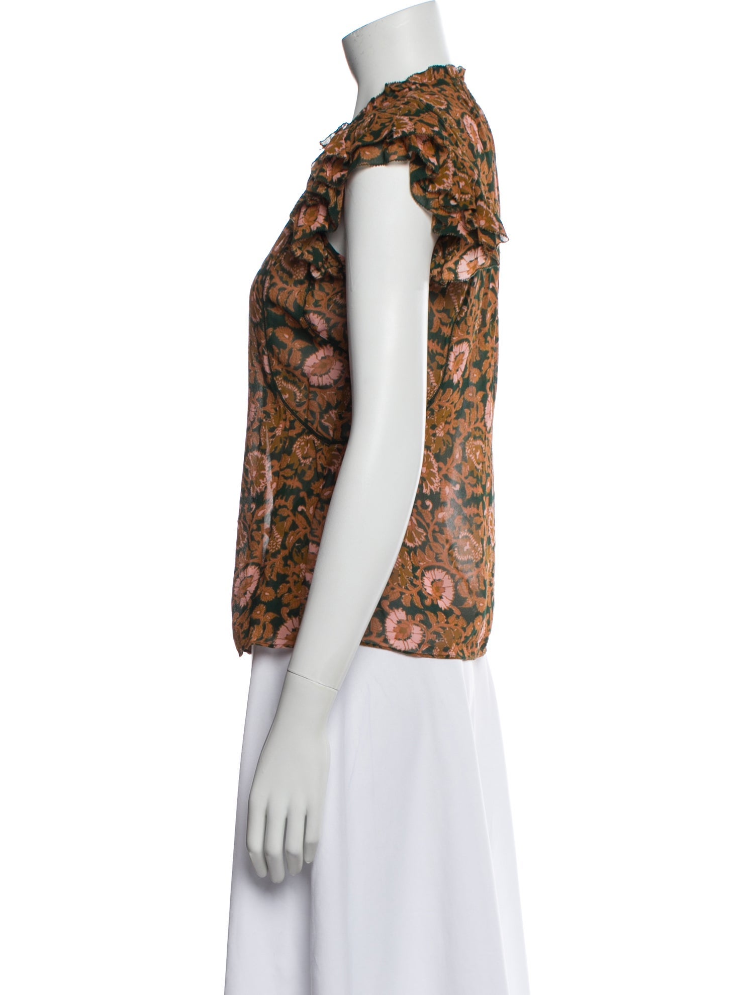 Apiece Apart Silk Floral Print Blouse