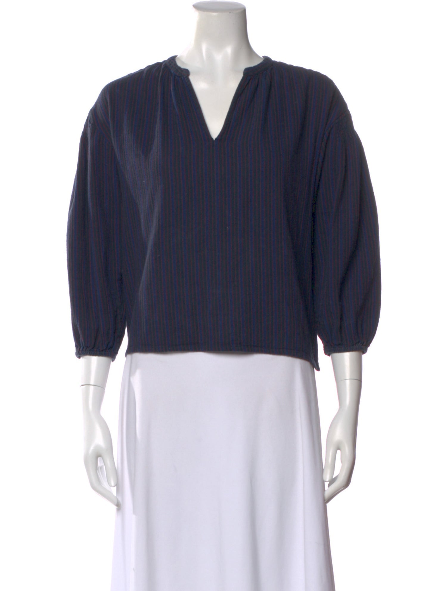 Apiece Apart Striped V-Neck Blouse