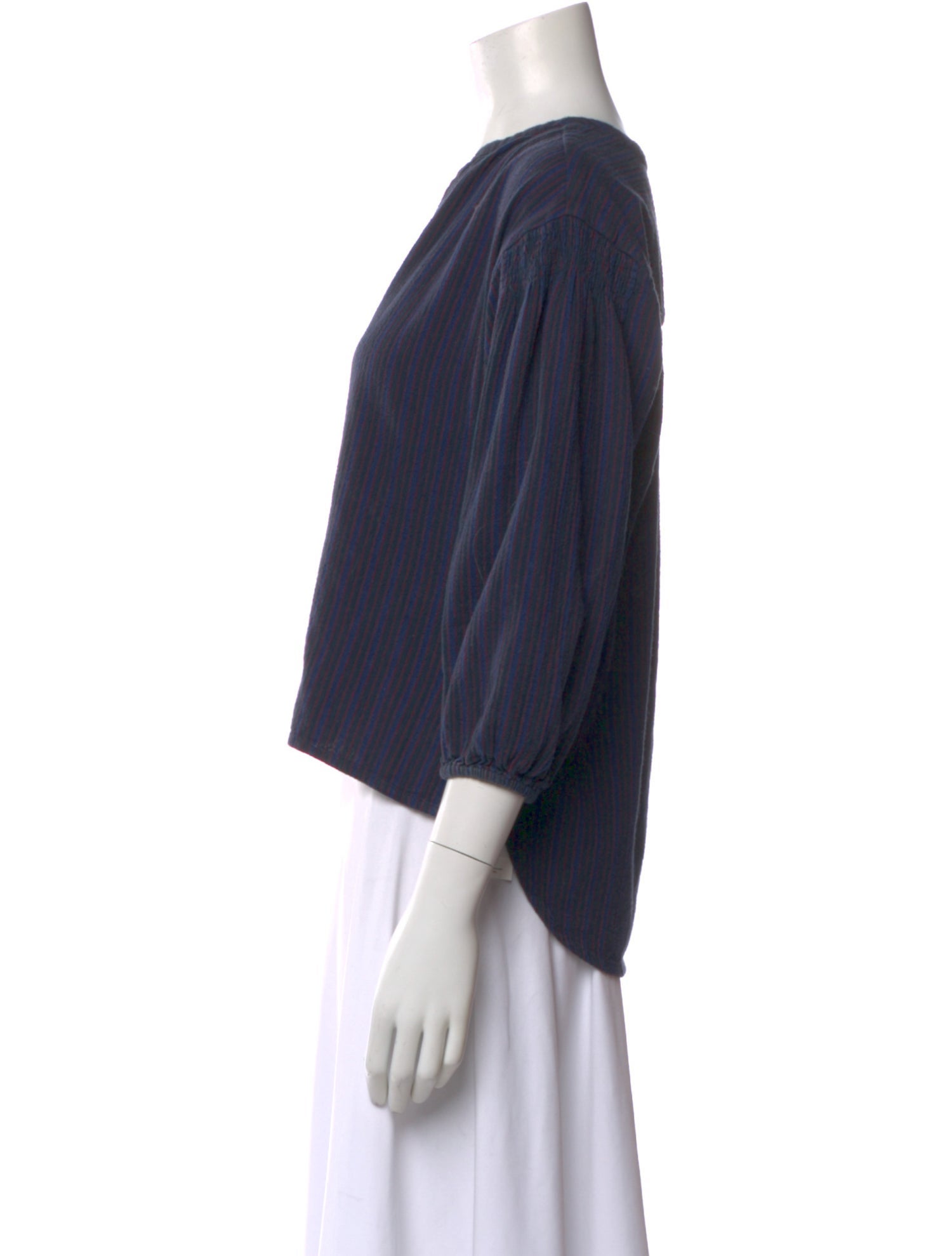 Apiece Apart Striped V-Neck Blouse