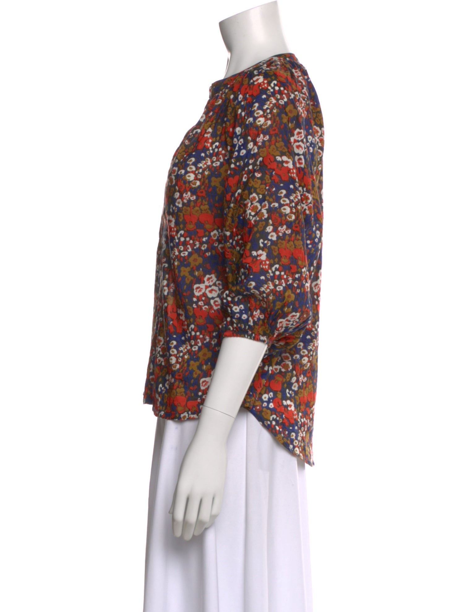 Apiece Apart Floral Print V-Neck Blouse