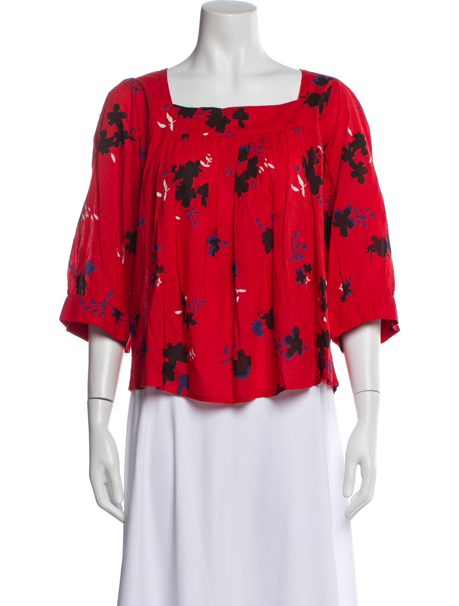 Apiece Apart Floral Print Square Neckline Blouse w/ Tags