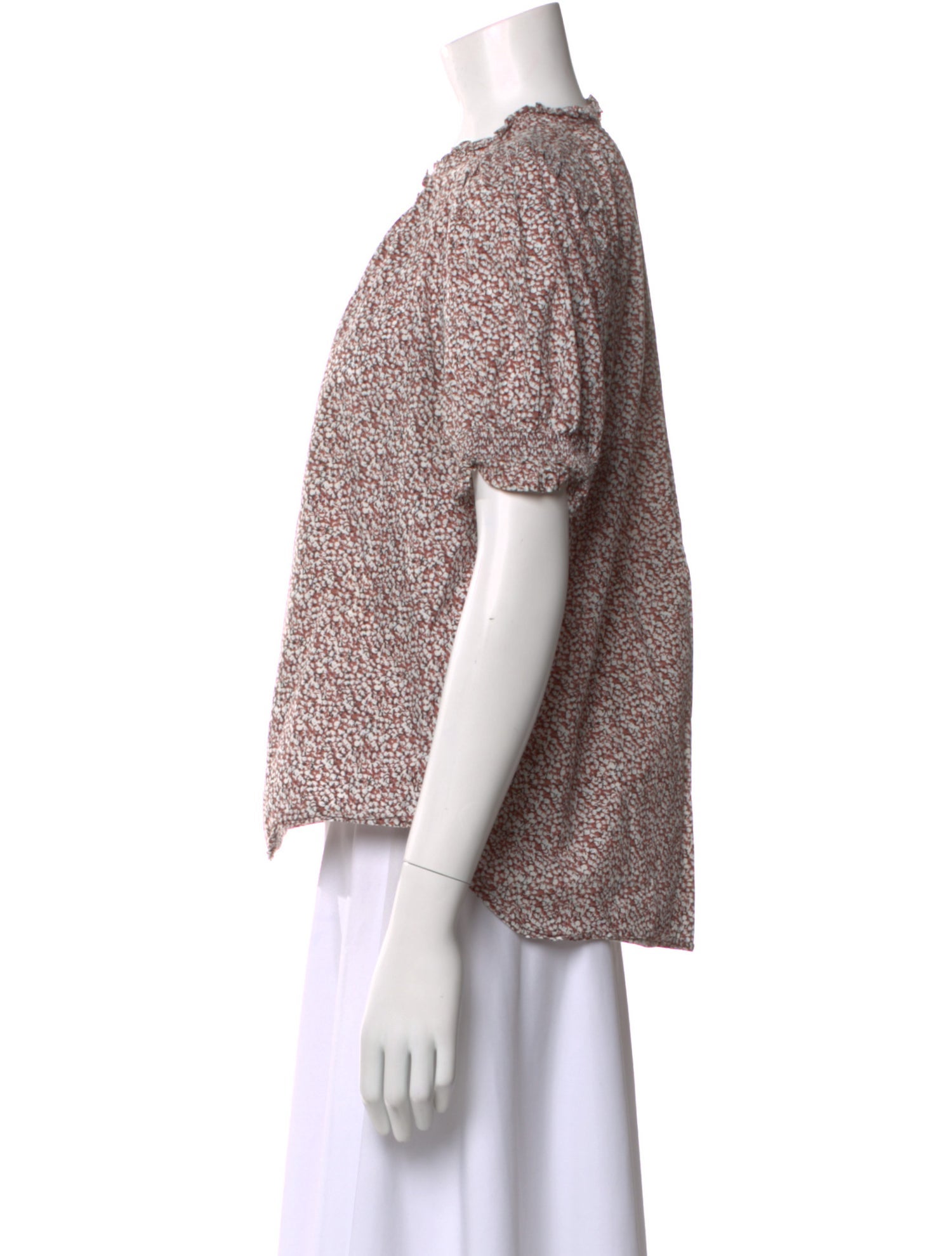 Apiece Apart Floral Print Short Sleeve Blouse