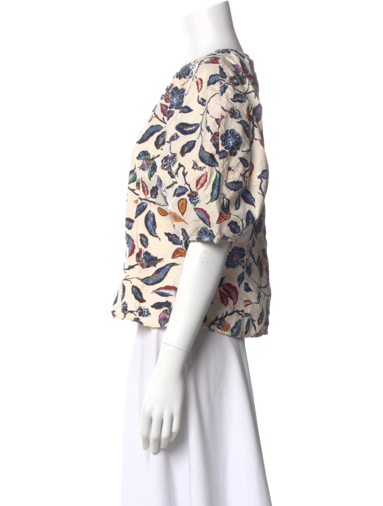 Apiece Apart Floral Print Crew Neck Blouse