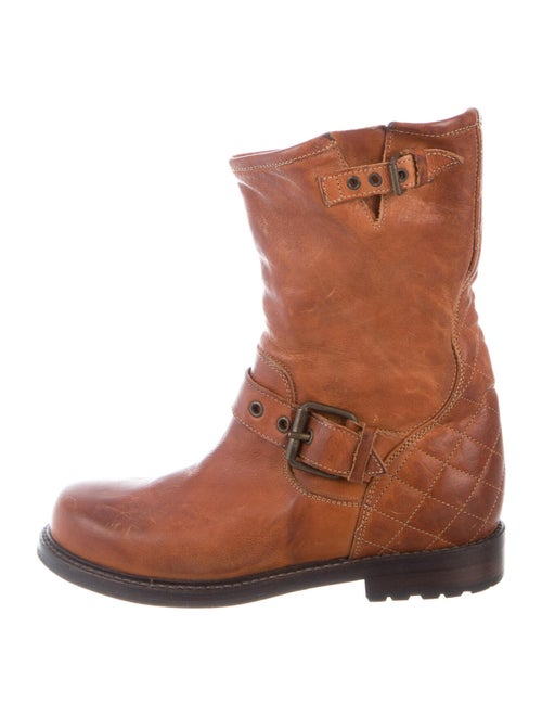 Buttero Leather Moto Boots Brown