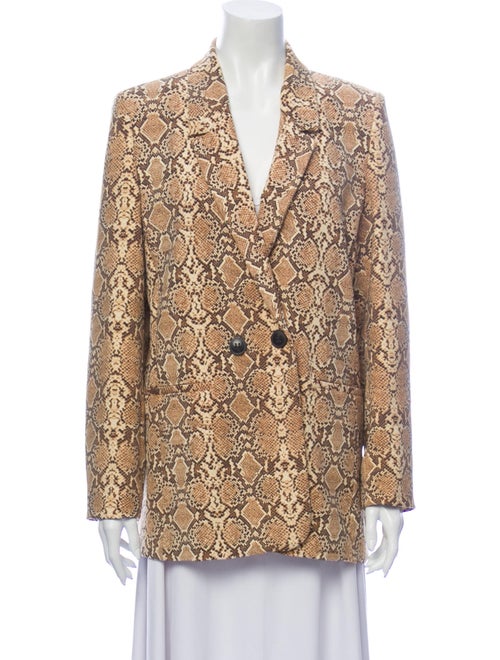 Anine Bing Animal Print Blazer Brown