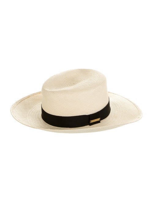 Anine Bing Straw Wide-Brim Hat Beige