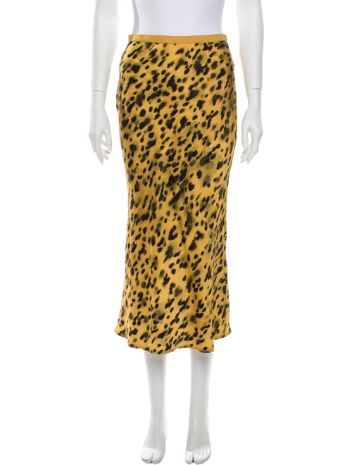 Anine Bing Silk Midi Length Skirt Yellow