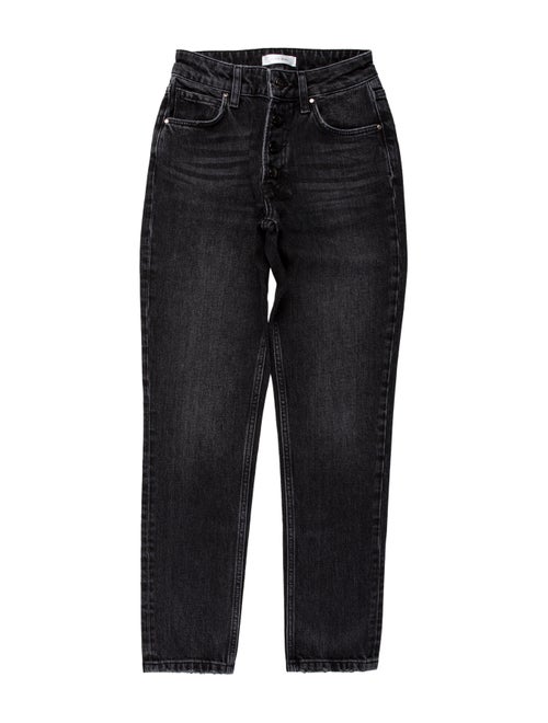 Anine Bing Mid-Rise Straight Leg Jeans Black