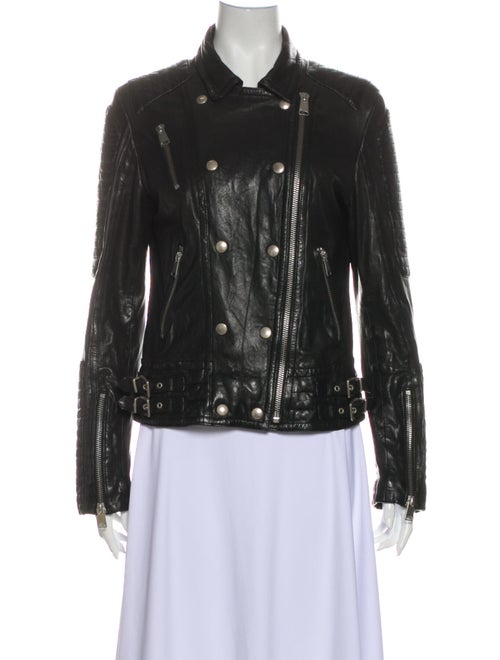 Anine Bing Leather Biker Jacket Black