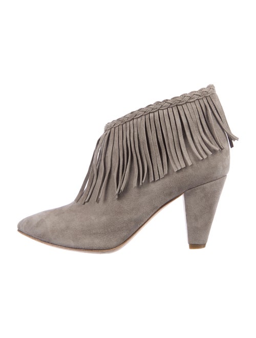 Anine Bing Suede Fringe Trim Accent Boots Grey