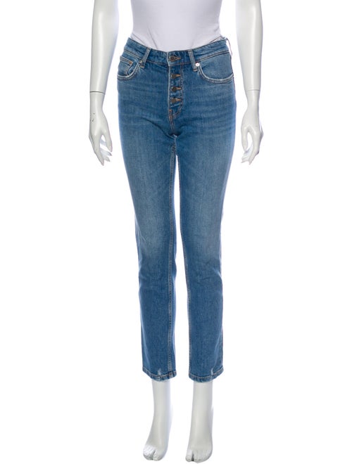 Anine Bing Mid-Rise Straight Leg Jeans Blue