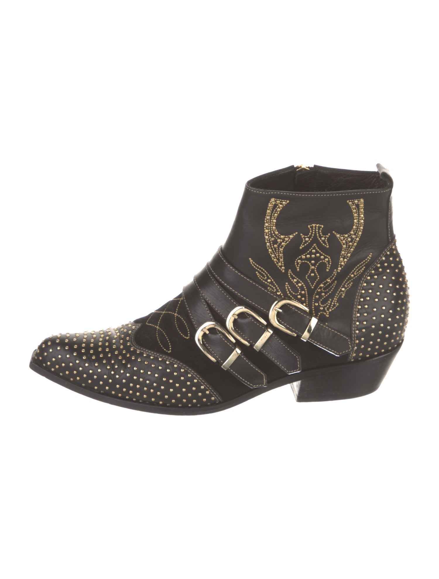 Anine Bing Leather Studded Accents Western Boots