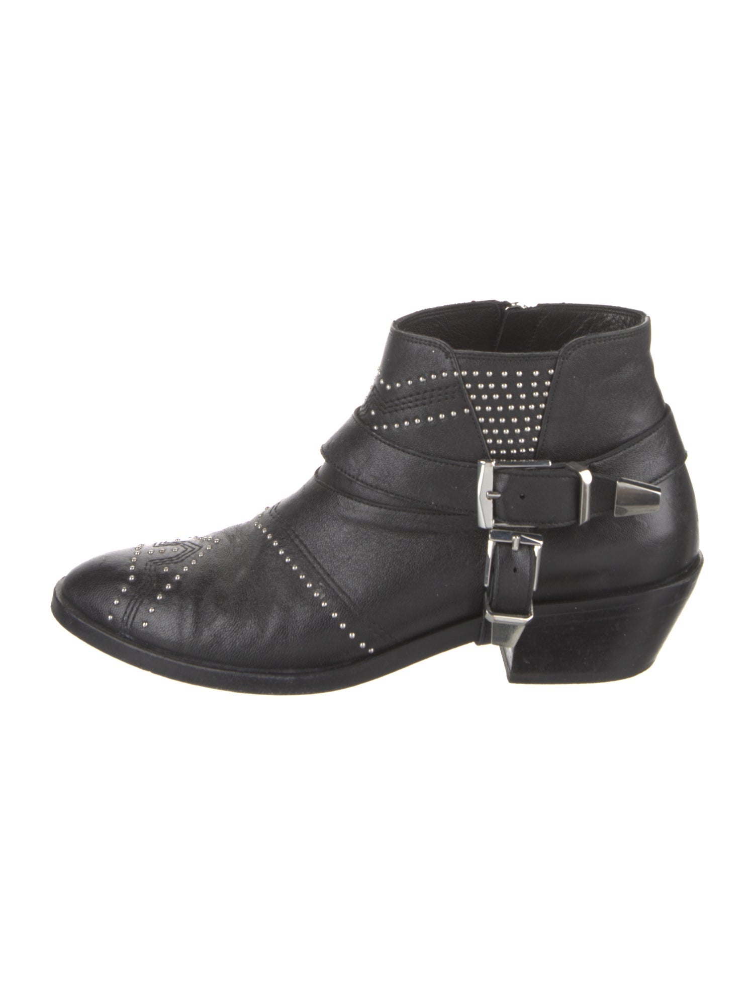 Anine Bing Leather Studded Accents Western Boots