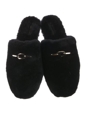 Anine Bing Shearling Chain-Link Accents Mules