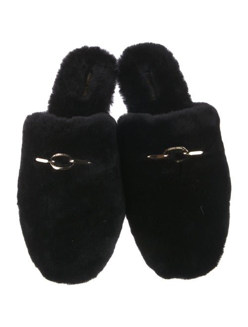 Anine Bing Shearling Chain-Link Accents Mules