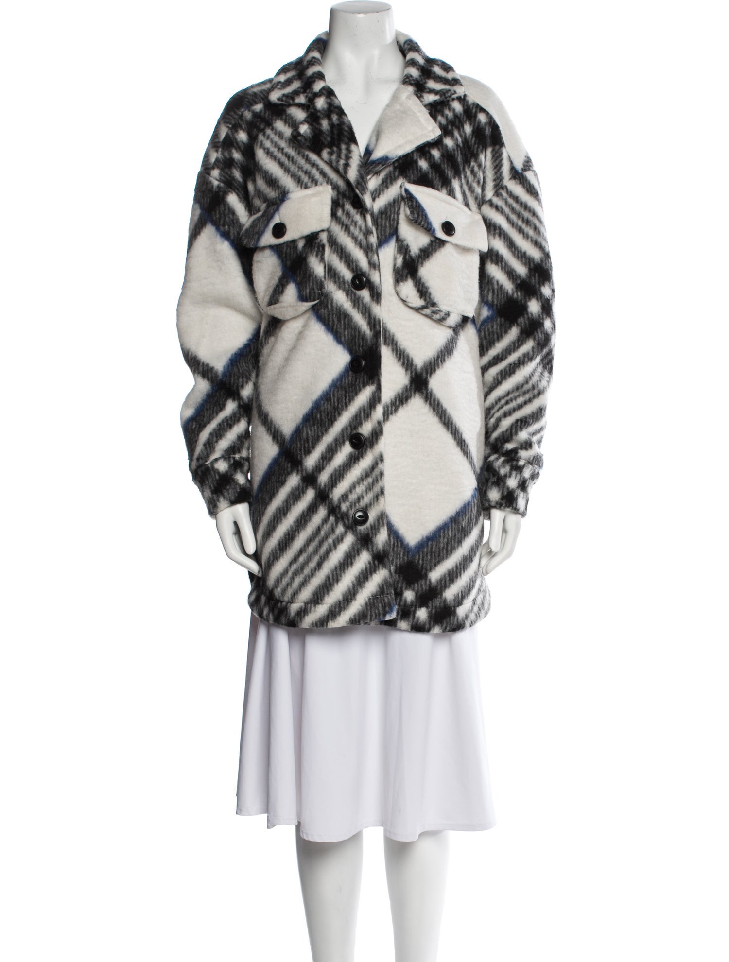 Anine Bing Plaid Print Trench Coat