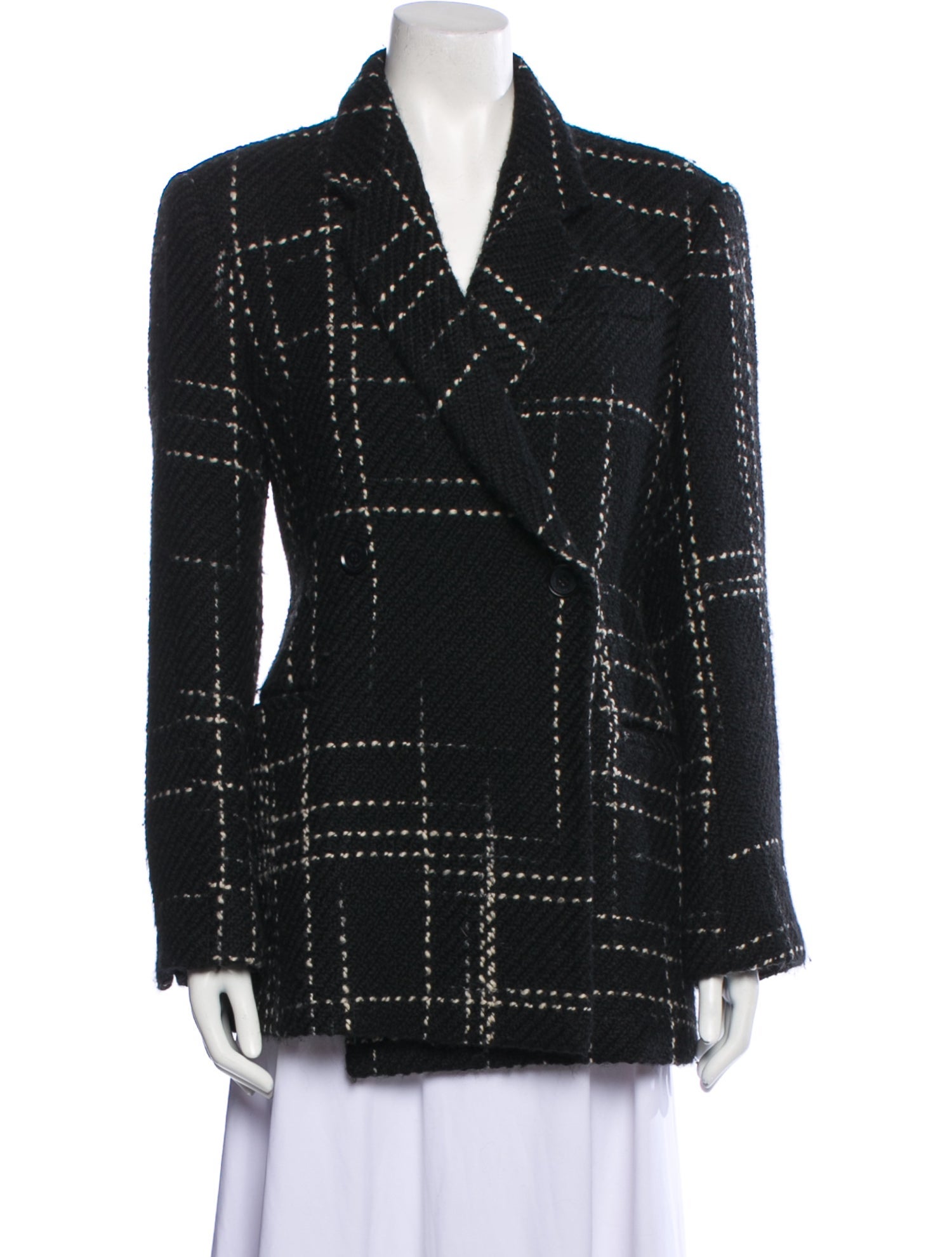 Anine Bing Wool Tweed Pattern Peacoat