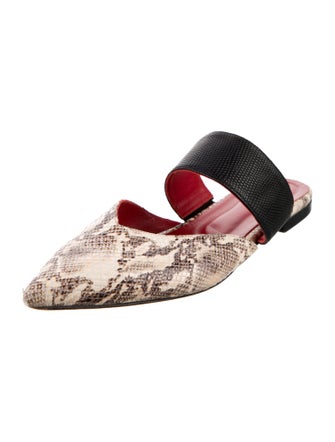 Anine Bing Embossed Leather Animal Print Mules